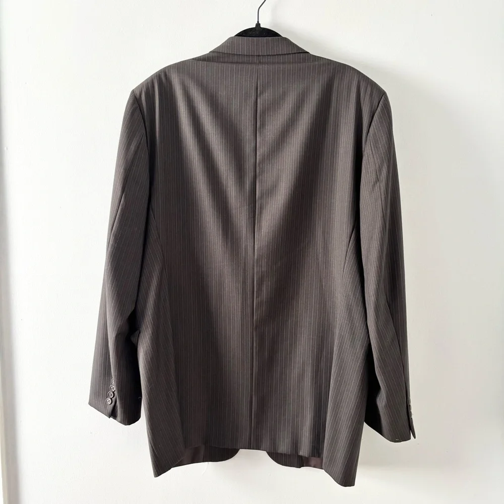 Burberry Men’s Vintage Wool Kensington Blazer Suit Jacket Pinstripe Button Front